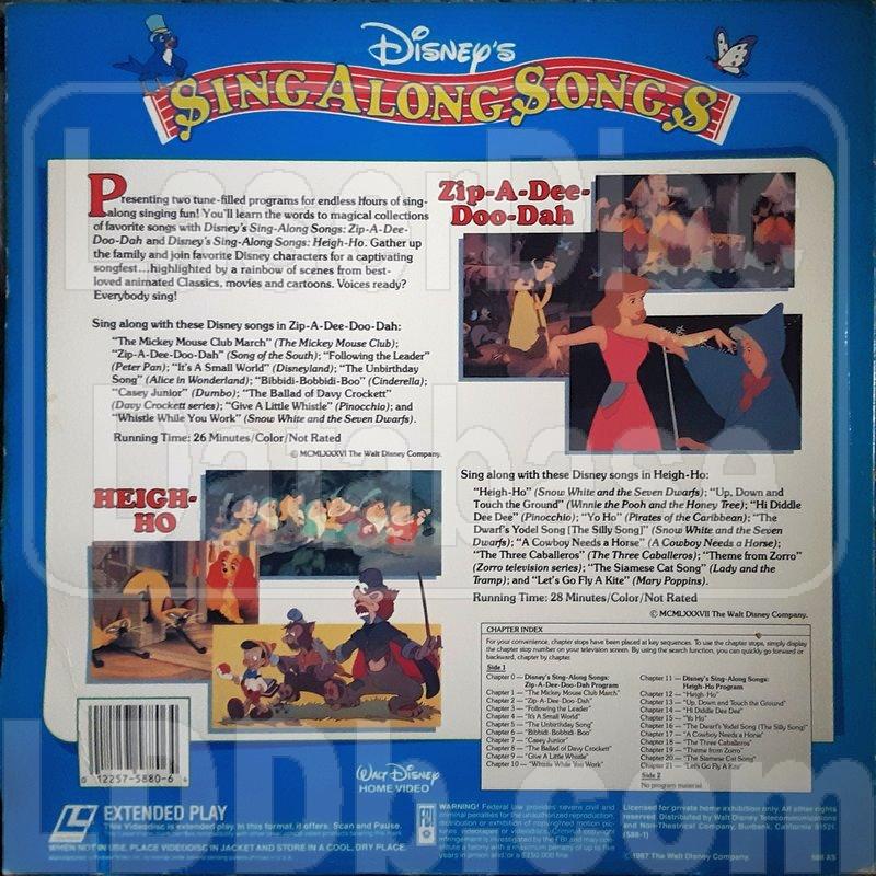 LaserDisc Database - Disney's Sing Along Songs: vol.1 Zip-A-Dee 