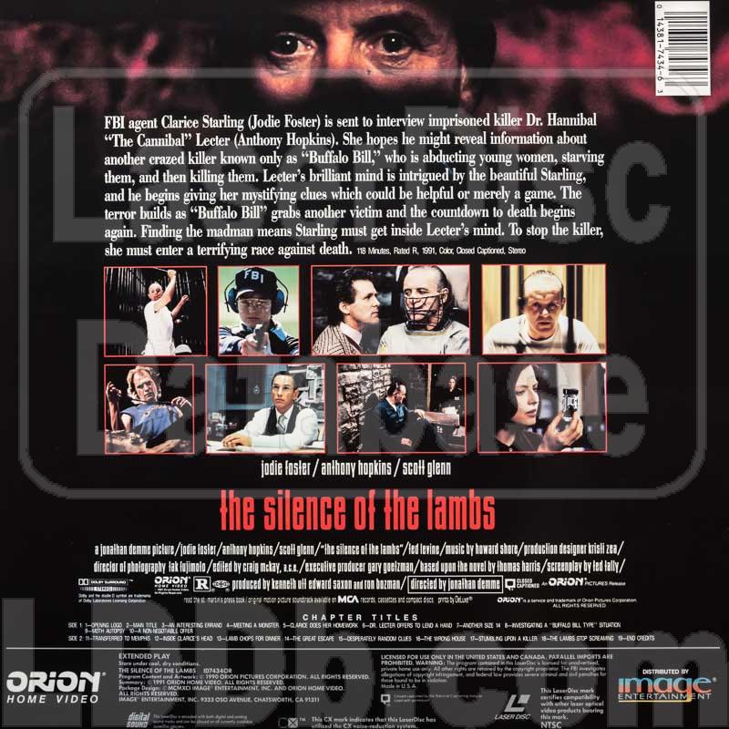 LaserDisc Database - Silence of the Lambs, The [ID7434OR]