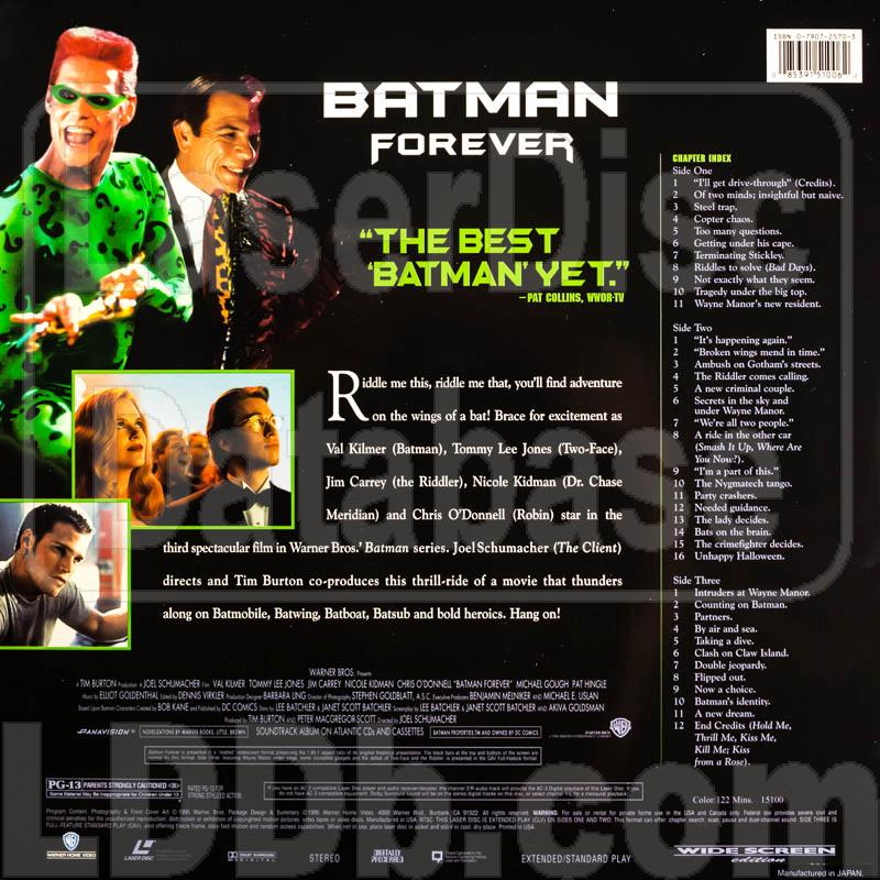 LaserDisc Database - Batman Forever [15100]