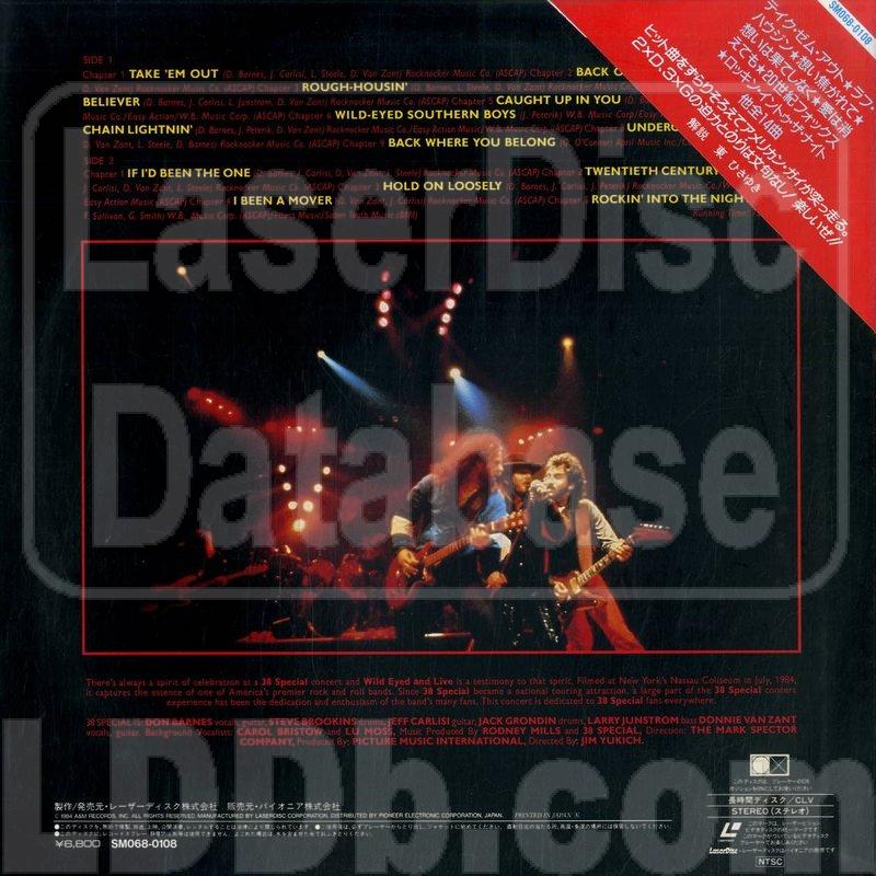 LaserDisc Database - 38 Special: Wild Eyed and Live! [SM068-0108]